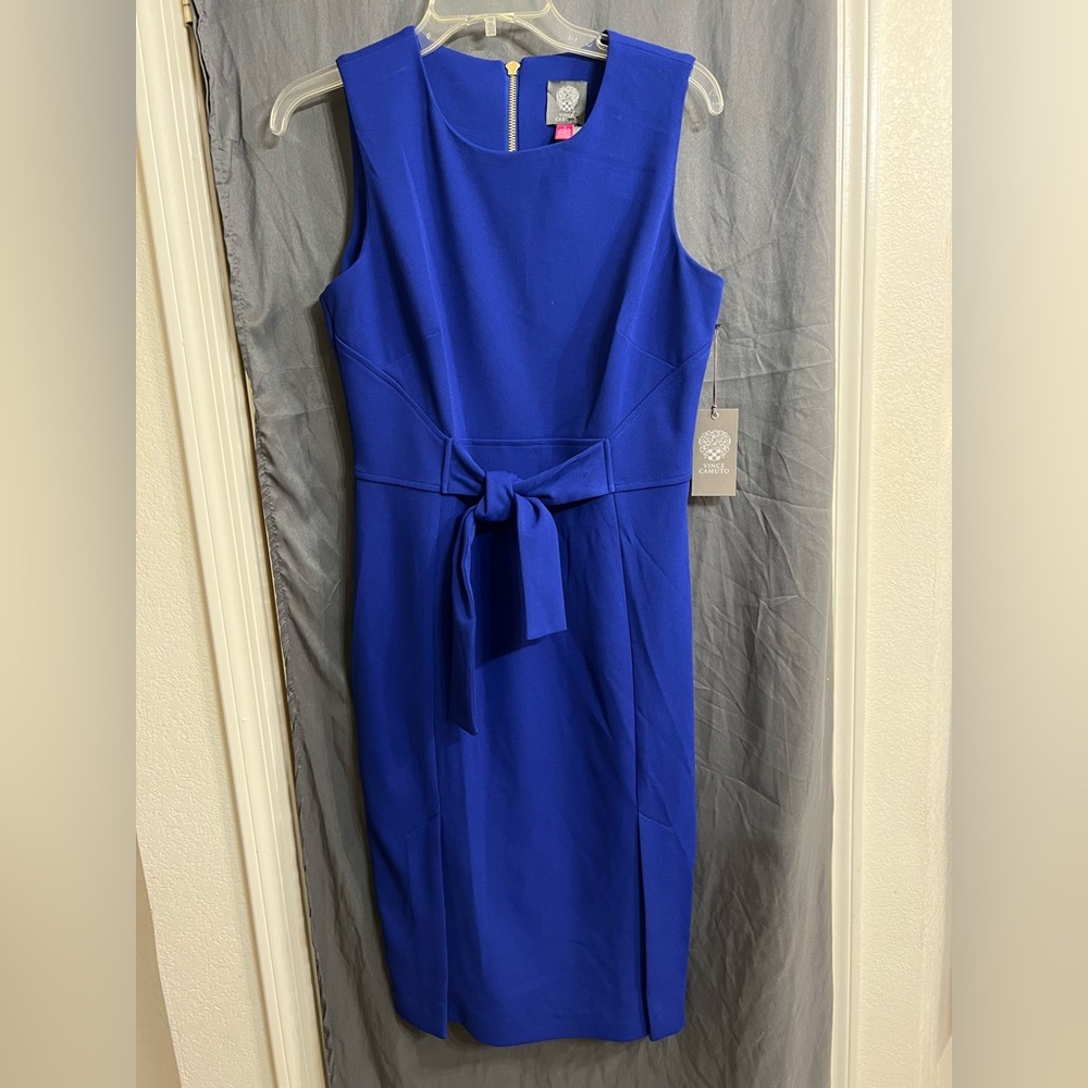 NWT Vince Camuto Royal Blue belted midi Dress size 8